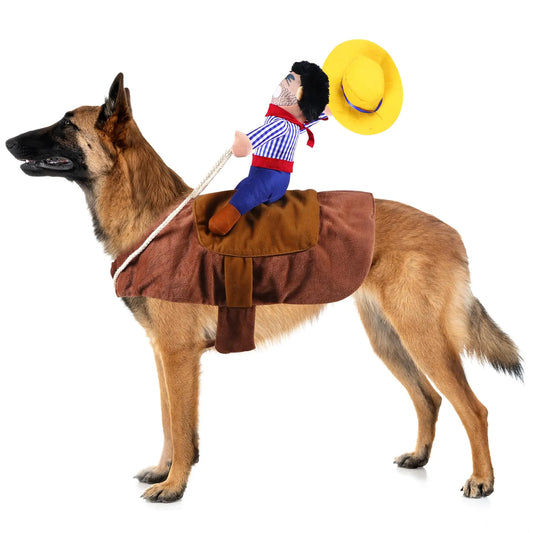 GOYOSWA Dog Cowboy Costume Dog Halloween Costumes Cowboy Rider Dog Costume Funny Dog Costume for Small Medium Large X-Large Dogs (XX-Large)