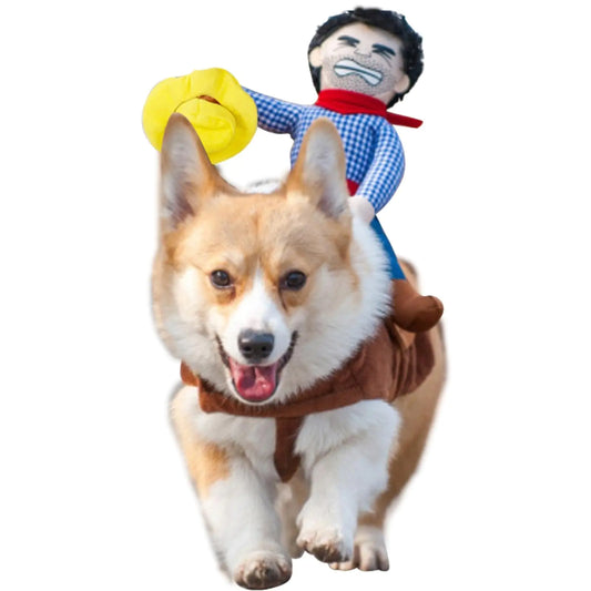 Hotumn Dog Halloween Costume Cowboy Rider Costume for Dogs Knight Style Funny Dog Clothes Amazing Dog Pet Suit Party Pet Costume for Small Medium Dogs Cats (S Cowboy Rider)
