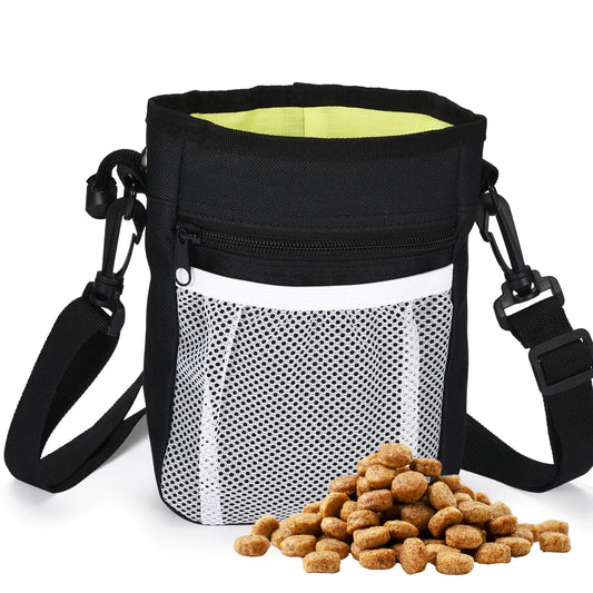Black Rhino Treat Pouch Bag – 7x6x2-Inch Treat Pouches for Pet Training - 3-in-1 Multipurpose Dog Training Kit - Supply Bag with Adjustable Strap Waist Belt Clip and Poop Bag Dispenser - Black