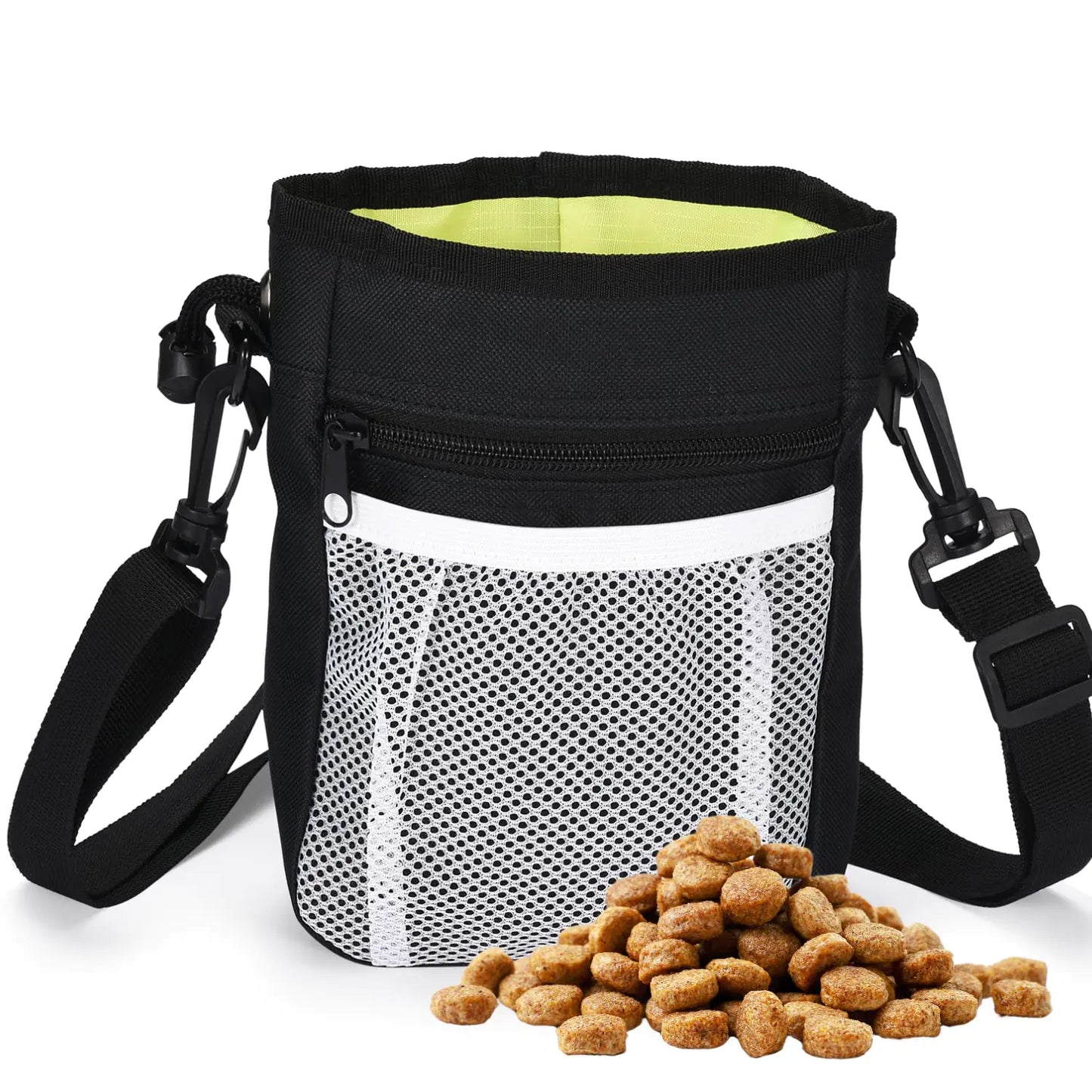 Black Rhino Treat Pouch Bag – 7x6x2-Inch Treat Pouches for Pet Training - 3-in-1 Multipurpose Dog Training Kit - Supply Bag with Adjustable Strap Waist Belt Clip and Poop Bag Dispenser - Black